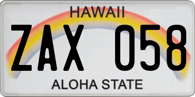 HI license plate ZAX058