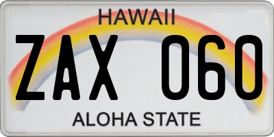 HI license plate ZAX060