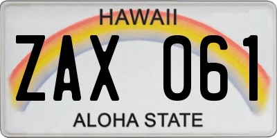 HI license plate ZAX061