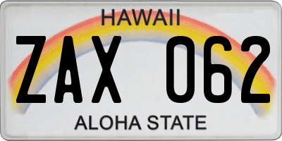 HI license plate ZAX062