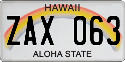 HI license plate ZAX063