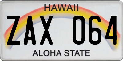 HI license plate ZAX064