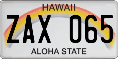 HI license plate ZAX065