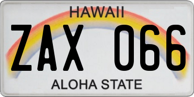 HI license plate ZAX066