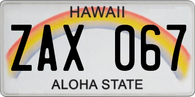 HI license plate ZAX067