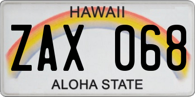 HI license plate ZAX068