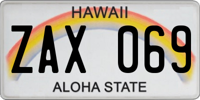 HI license plate ZAX069