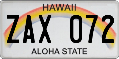 HI license plate ZAX072