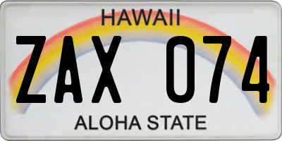 HI license plate ZAX074