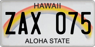 HI license plate ZAX075