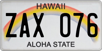 HI license plate ZAX076