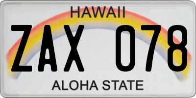 HI license plate ZAX078