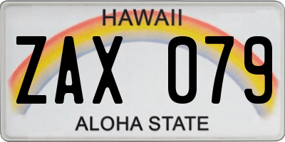 HI license plate ZAX079