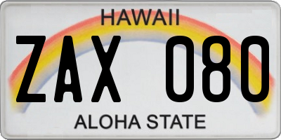 HI license plate ZAX080