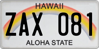 HI license plate ZAX081