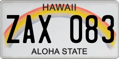 HI license plate ZAX083