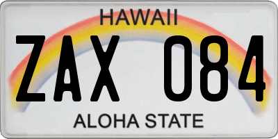 HI license plate ZAX084