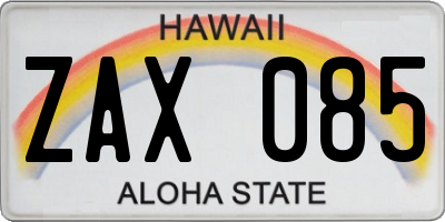 HI license plate ZAX085