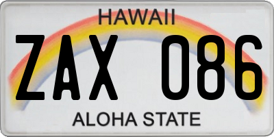 HI license plate ZAX086