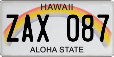 HI license plate ZAX087