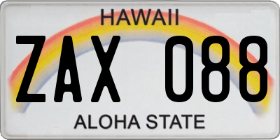 HI license plate ZAX088