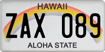 HI license plate ZAX089