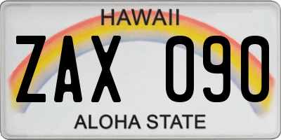 HI license plate ZAX090