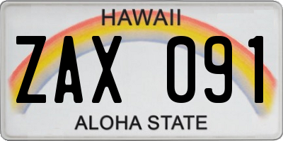 HI license plate ZAX091