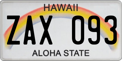 HI license plate ZAX093