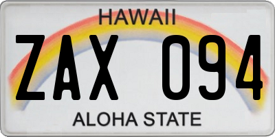 HI license plate ZAX094