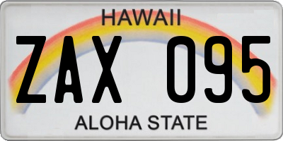 HI license plate ZAX095