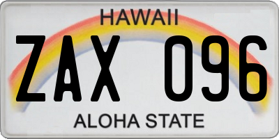 HI license plate ZAX096