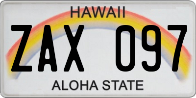 HI license plate ZAX097