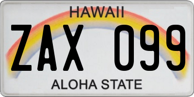 HI license plate ZAX099