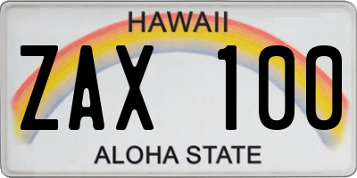 HI license plate ZAX100