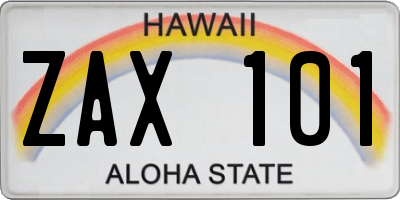 HI license plate ZAX101