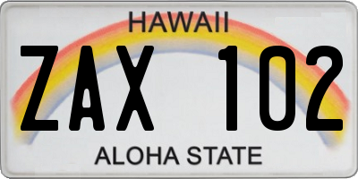 HI license plate ZAX102
