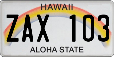 HI license plate ZAX103