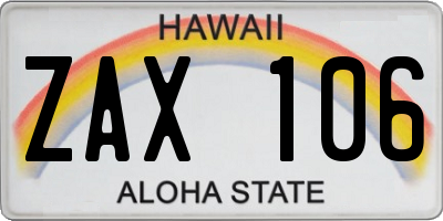 HI license plate ZAX106