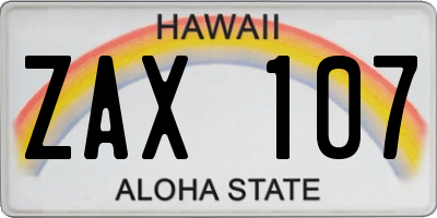 HI license plate ZAX107