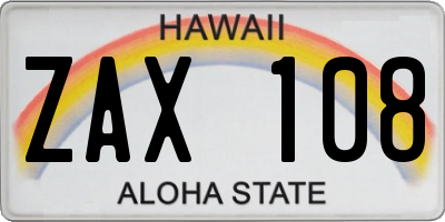 HI license plate ZAX108