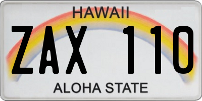 HI license plate ZAX110