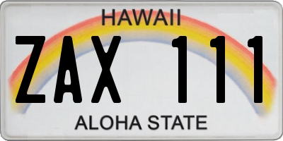 HI license plate ZAX111