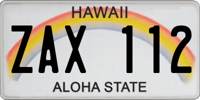 HI license plate ZAX112