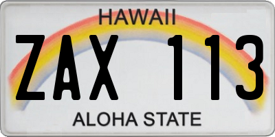 HI license plate ZAX113