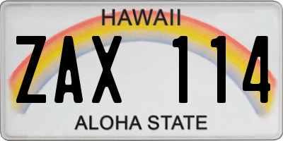 HI license plate ZAX114