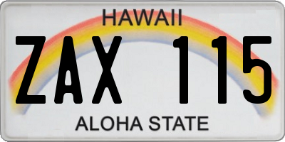 HI license plate ZAX115