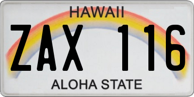 HI license plate ZAX116