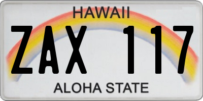 HI license plate ZAX117