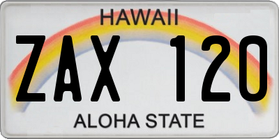 HI license plate ZAX120